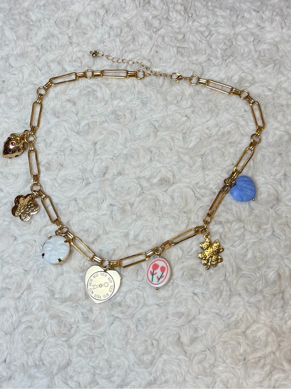 A New Day Gold Tone Charm Necklace | Playful Coastal Style - Picture 5 of 5